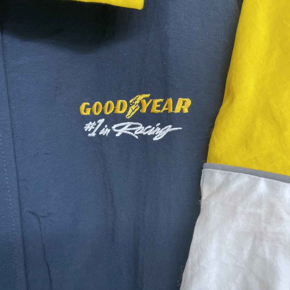 Vintage 90s Goodyear #1 in Racing Jacket Mens XL Navy Yellow White NASCAR - Picture 8 of 9